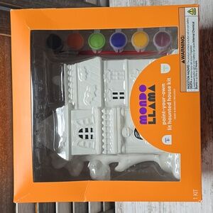 Mondo Llama Paint‑Your‑Own Lit Haunted House Kit – DIY Light‑Up Halloween Craft